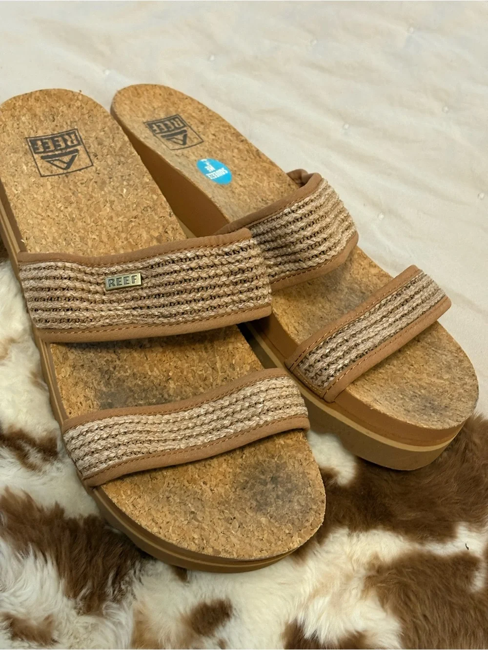 Reef Ladies Brown Cork Slide Sandals Ladies 10